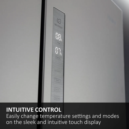 Haier HDPW5618DWPK 185cm 60/40 Total No Frost Fridge Freezer - Platinum Inox - D Rated (EX-DISPLAY/B)