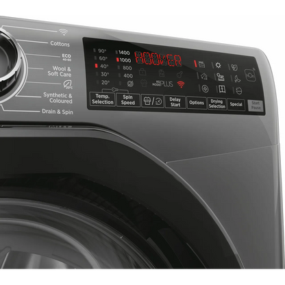 Hoover H-WASH&DRY 350 H3DPS4966TAMBR80 Wifi Connected 9Kg / 6Kg Washer Dryer with 1400 rpm - Graphite - D Rated [Wash&Dry], A Rated [Wash Only] (EX-DISPLAY/B)